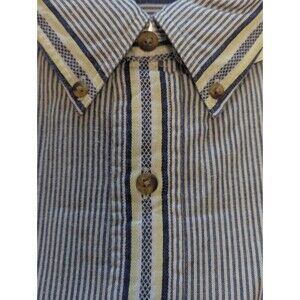 Preswick & Moore Short Sleeve Shirt Mens XL Cotton Blue Stripe New